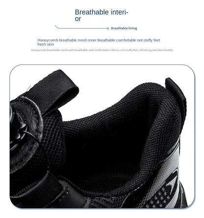 Men Rotating Button Work Sneakers Steel Toe Shoes Safety Boots Puncture-Proof Tactical Boots Indestructible Fashion Protective