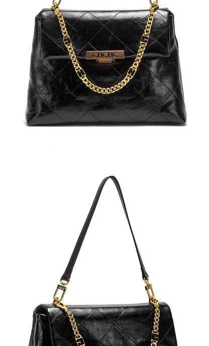 Women's Tote Bag 2026 Spring/Summer New Single Shoulder Bag Simple Black Diamond Grid Pattern Handbag