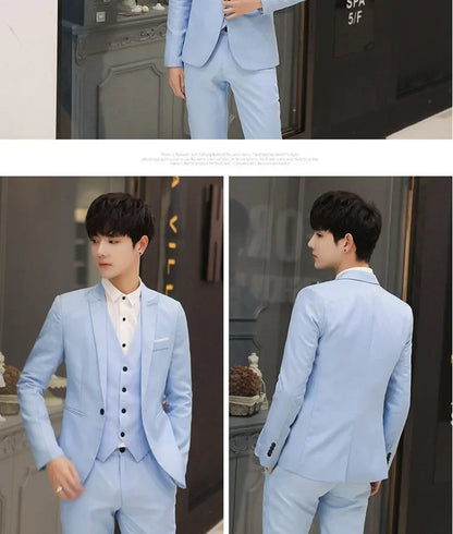 Western-Style Men's Suits Cross-Border Wholesale New Arrival Slimming Three-Piece Set Korean Version Business Professional Gown