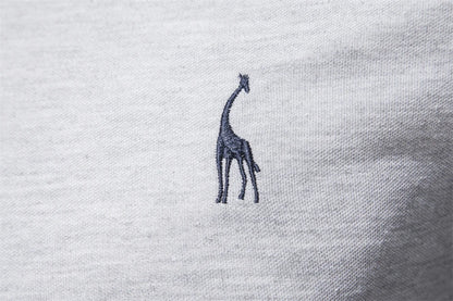 AIOPESON 2023 New Men's Deer Embroidery Polo Shirts Solid Color Long Sleeve Social Business Male