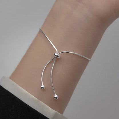 Real 925 Sterling Silver Simple Snake Link Chain Women Bracelets Adjustable Fashion Bracelet Party Jewelry Making Gift
