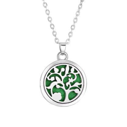 Tree of Life Aromatherapy Necklace Perfume Essential Oil Diffuser Alloy Stainless Steel  Locket Pendant Aroma Diffuser Necklace
