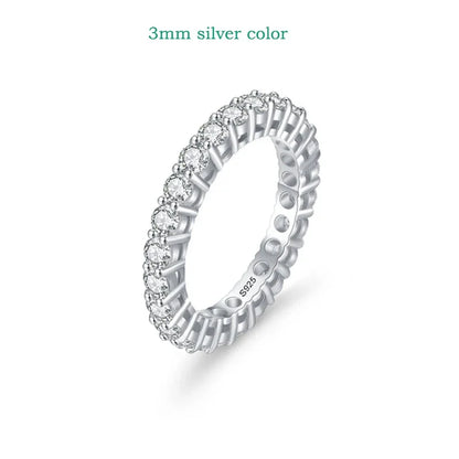 18k Gold Plated 3/3.5mm All Moissanite Diamond Rings for Women Wedding Full Eternity Bands 925 Sterling Silver Jewelry