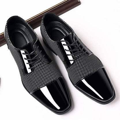 Men's Dress Shoes Classic Lace-up Formal Oxfords Modern Tuxedo Business Casual Scale Pattern Comfort Formal Shoes for Men