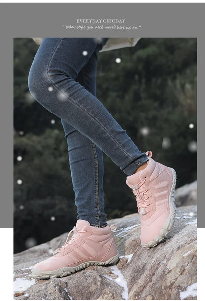 Womens Mens Waterproof Winter Barefoot Shoes Snow Boots Cotton Warm Fur Lined Unisex Walking Hiking Outdoor Shoes