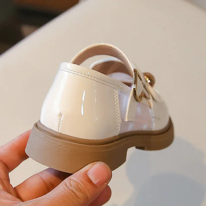 Toddler Girls Elegant Glossy Mesh Mary Jane Flats Flower Buckle Strap Heart Pattern Chunky Sole Comfortable Party School Shoes