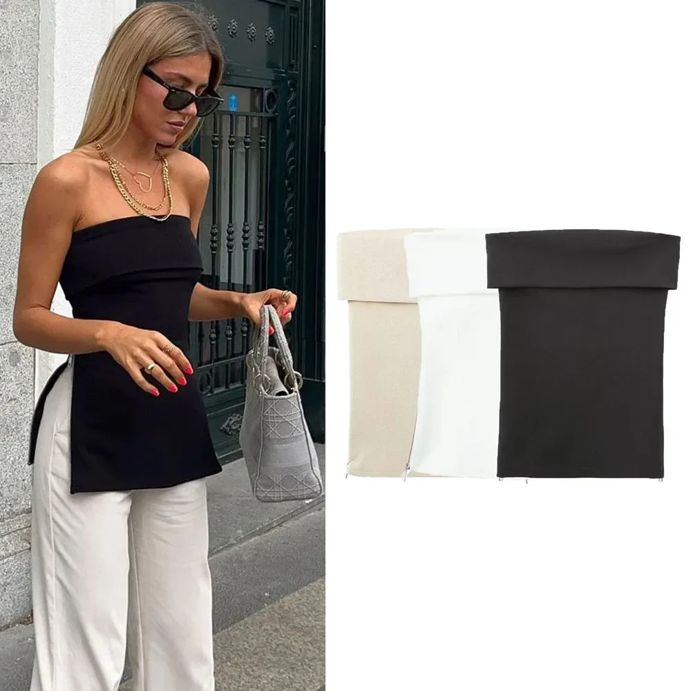 2025 Tube Top Women Off shoulder Corset Top Woman White Black Sexy Backless Tank tops Summer Sleeveless Bustier Top Woman