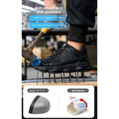 Anti Smashing Anti Piercing Lightweight  Breathable Dirt Resistant Thick Sole  Cushioning  Soft Steel Toe Cap Safety Shoes