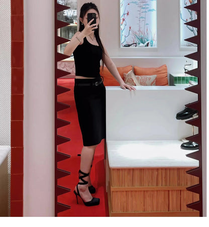 New style high heels with straps, satin toe cover, hollow square bow, thin heel, ballet style single shoes35-46