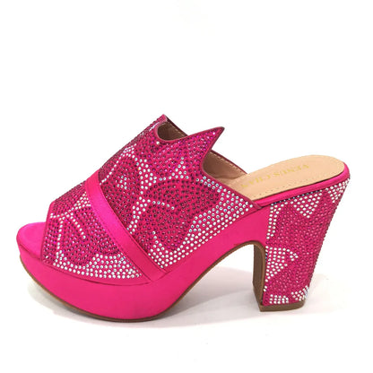 Shoes Open Toe Slingbacks Low (1cm-3cm) Women Pumps for Party Lady Sandals with Heels Italian Shoe with Rhinestone