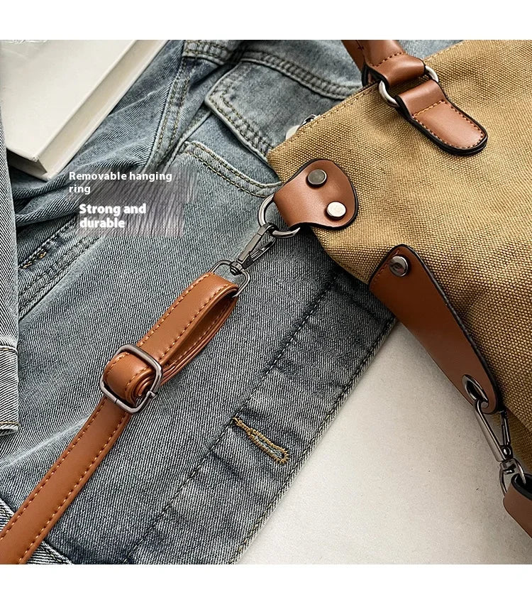 Portable Canvas New Trend Fashion Women's Bag Letter Large Capacity Tote Bag Leisure Commuting Single Shoulder Diagonal Span