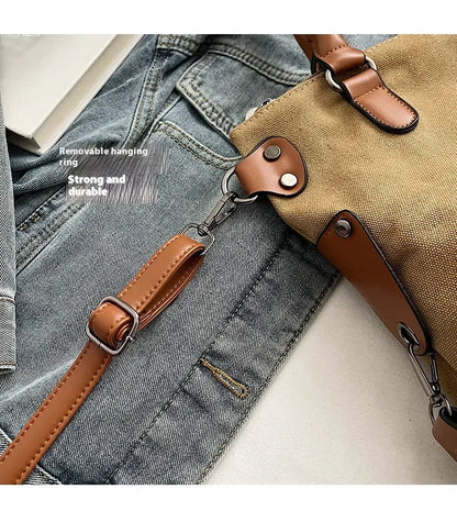 Portable Canvas New Trend Fashion Women's Bag Letter Large Capacity Tote Bag Leisure Commuting Single Shoulder Diagonal Span
