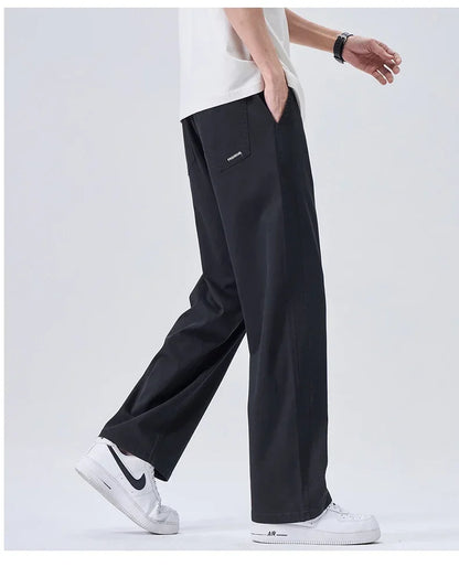 Brand Soft Jeans for Men Spring Thin Draped Comfortable Straight Trousers Drawstring Male Baggy Denim Pants Streetwear