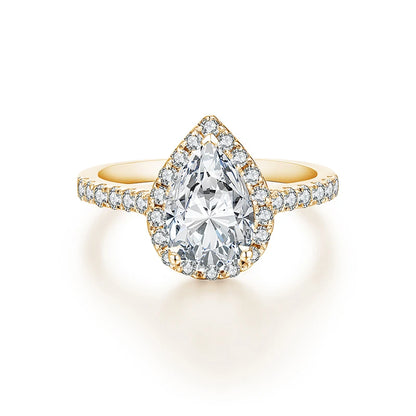 Pear Cut 2.0CT D Color VVS1 Luxury Moissanite Ring Real 925 Sterling Silver for Women Engagement Wedding Jewelry Gift