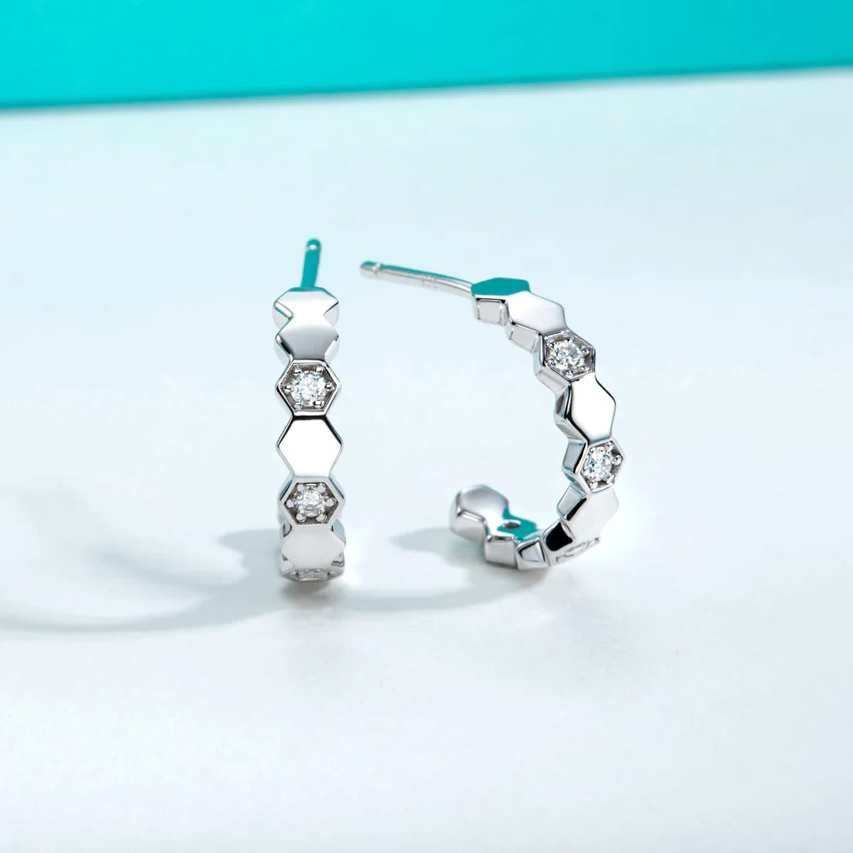 Moissanite Honeycomb Hoop Earrings 925 Sterling Silver D Color VVS1 Created Diamond Huggie Earrings For Women Jewelry