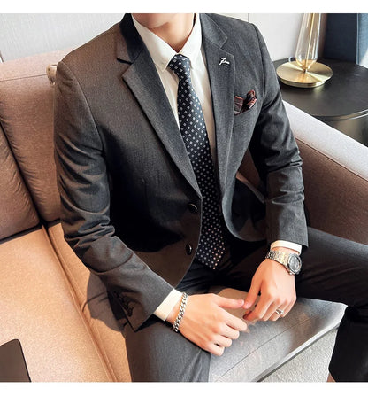 Terno Masculino Casual de Escritório Noivo Casamento Blazer Calça Social