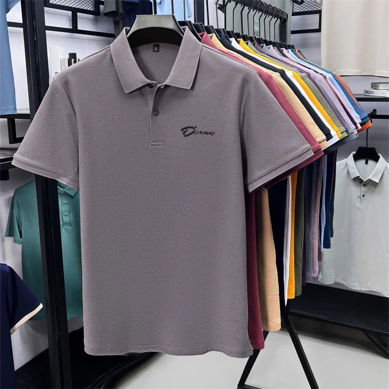cotton100% hot sale men's new short sleeve polo shirt summer lapel letter printing ventilate t-shirt business classic mans wear