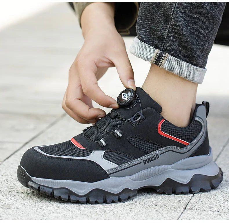 Rotating Button Breathable Work Shoes For Men Anti-smash Anti Puncture Safety Shoes Men Boots Indestructible Male Work Sneakers
