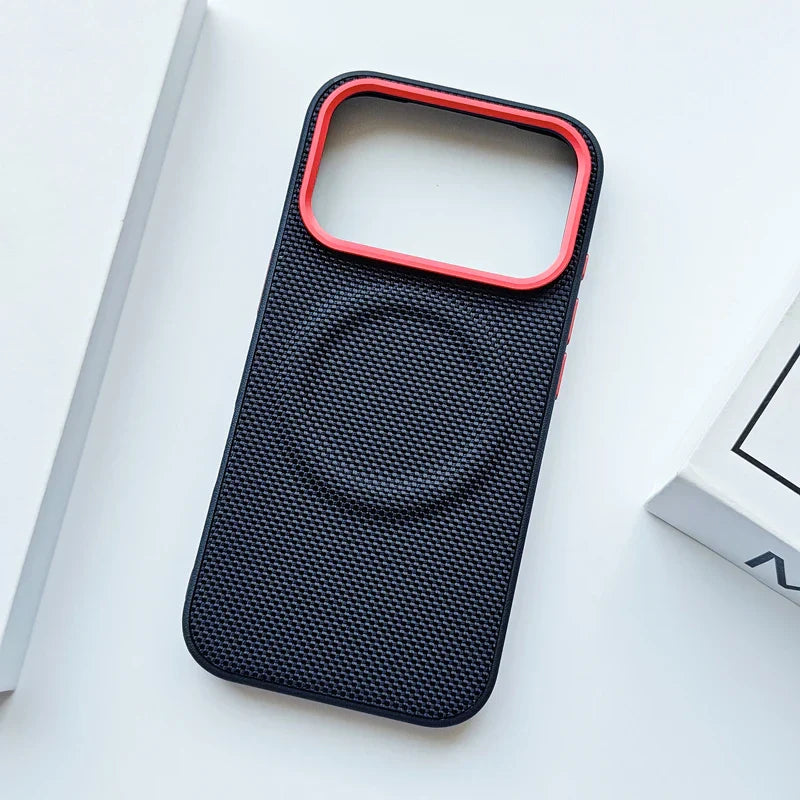 For iPhone 17 Pro Max 17 Air Case Luxury Magnetic Soft TPU+Nylon Woven Leather Back Anti-Fingerprint Cover for iPhone17