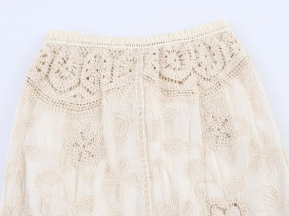 Women's Summer Knitted Boho Fringe Midi Skirt, Lightweight and Breathable, Perfect for Beach Play and Vacation