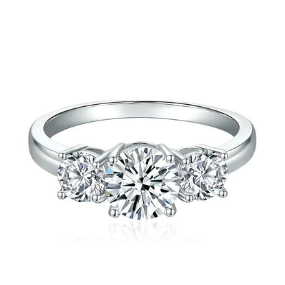 Full D Color Moissanite Ring 925 Sterling Silver Rings for Women 3-Stone Proposal Engagement Wedding Bands Party Jewelry
