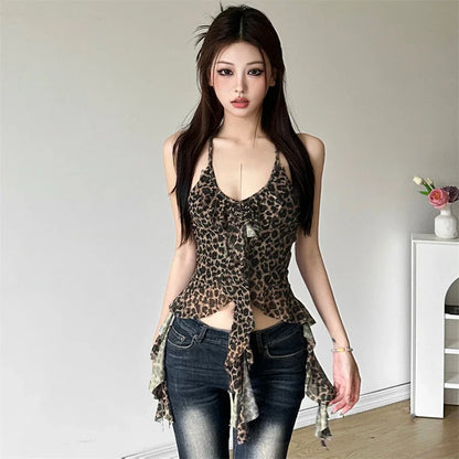 Hip-hop Summer New Sweet Gentle Cute All-match Fashionable Cool High Street Cool Sexy Women's Thin Backless Halter Vest