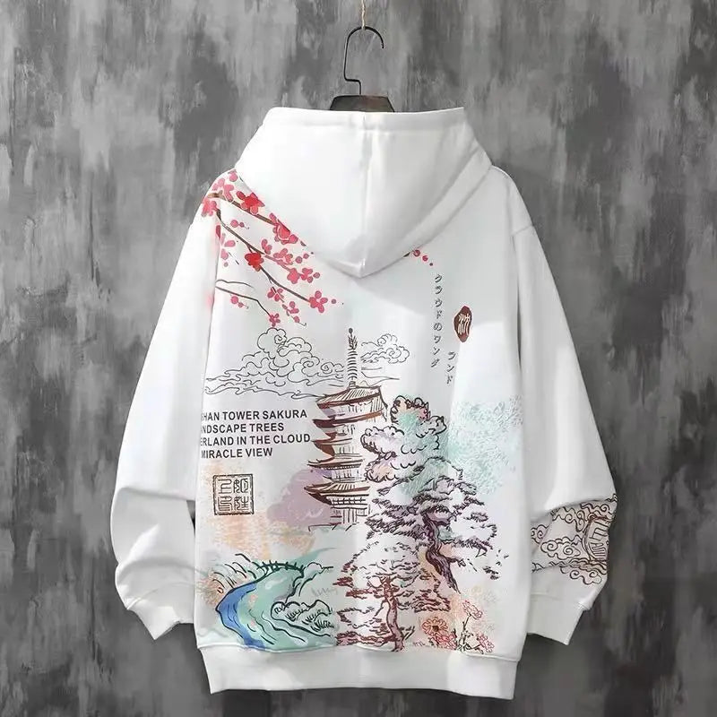 Moletons Pretos com Estampa de Anime Essenciais com Capuz Feminino Estética Coreana Moda Fofa Moletons com Capuz Streetwear para Mulheres