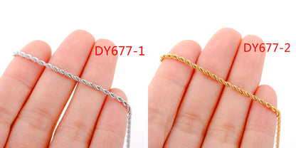5pc 18K Gold Color PVD Plated Stainless Steel Cuba Cross O Ripple Twisted Chain Necklace Adjustable Chain DIY Necklace Wholesale