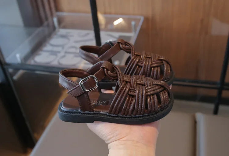 New Sandals Summer Children's Woven Casual Baby Shoes Girls Beach Shoes Slipper Size 22-31