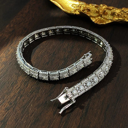 D VVS1 Moissanite Tennis Bracelet GRA Certified Lab Diamond 925 Sterling Silver 6mm Width Cuban Bracelets for Women Man