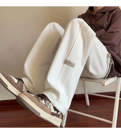 High-street cool pineapple plaid straight-leg wide-leg pants for men, casual outdoor party loose floor-length pants