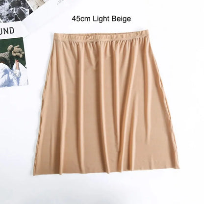 Petticoat Dress Solid Color For Women Safety Underskirt Slips Underskirt Half Slips Women Long Petticoat Ice Silk Underskirt