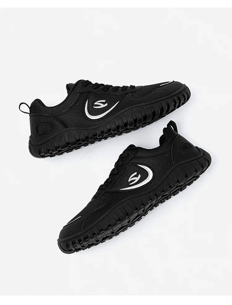 Unisex Wide Toe Sneakers Comfortable Walking Shoes Lace Up Outdoor Travel Breathable Sneakers