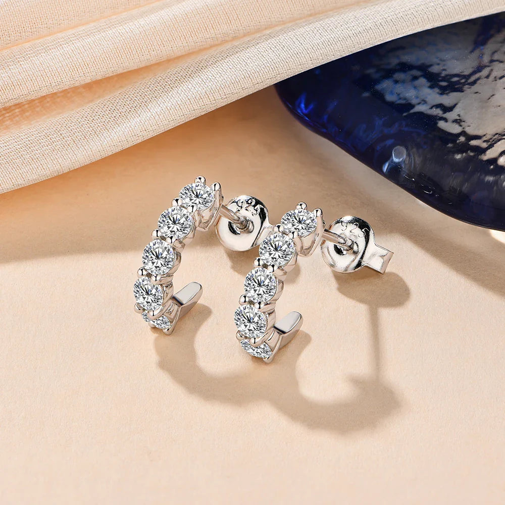 New in Round 3.0mm Moissanite Hool Earrings Passed Diamond Test Yellow Rose Plated Stud Earrings for Women Fine Jewelry
