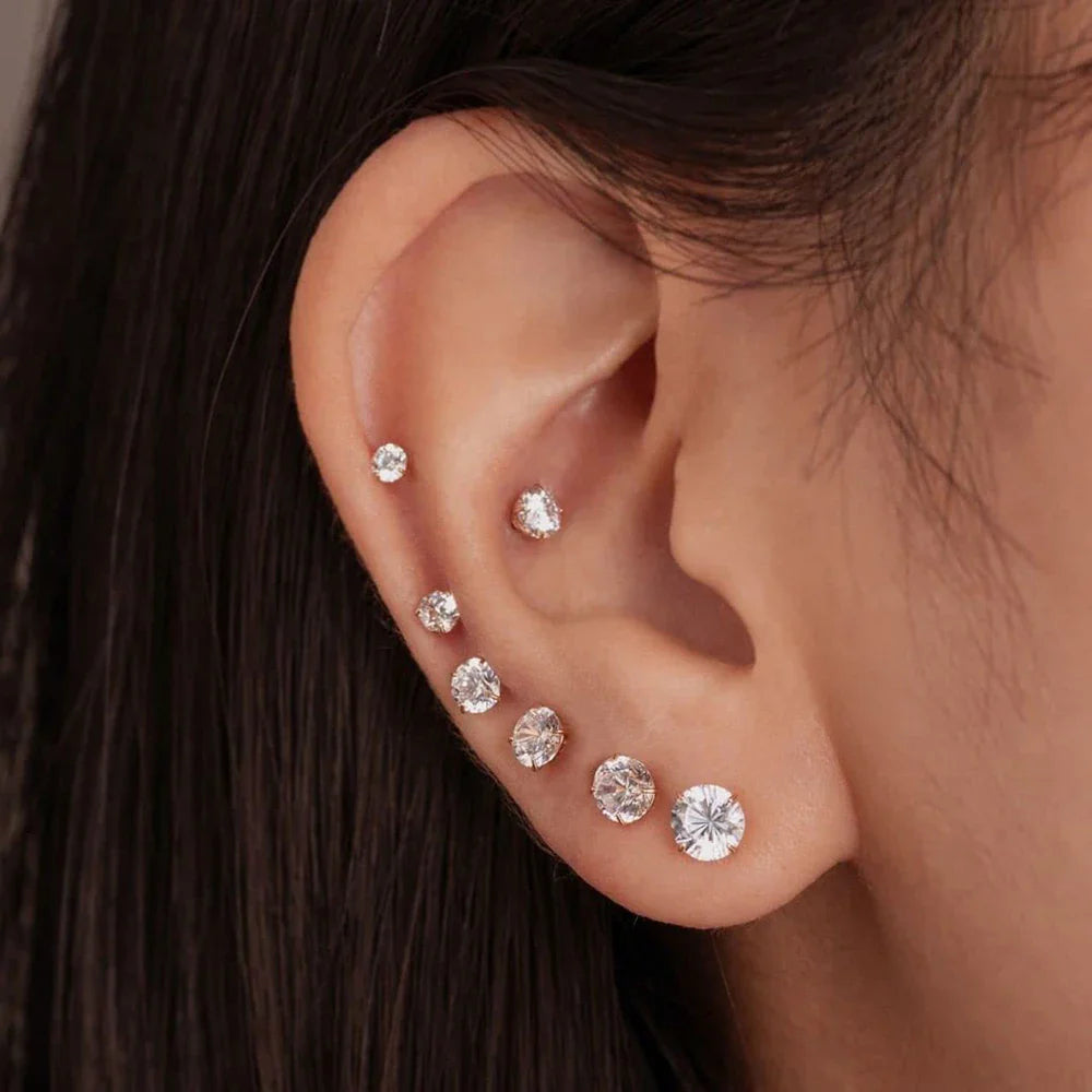 4-claw Real Moissanite Stud Earrings for Women 925 Sterling Silver Earring White Pink Red Green Color Diamond EarringCertified