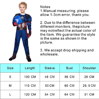 2025Kids Anime Superhero Costume Captain America Muscle Jumpsuit with Shield and Mask Cloak for Halloween Carnivals Cosplay Suit