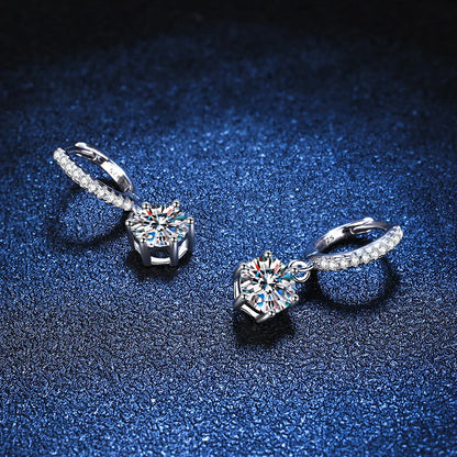 1ct Moissanite Drop Earring for Women Sparkling Diamond Earrings S925 Sterling Silver White Gold Plated Wedding Jewelry