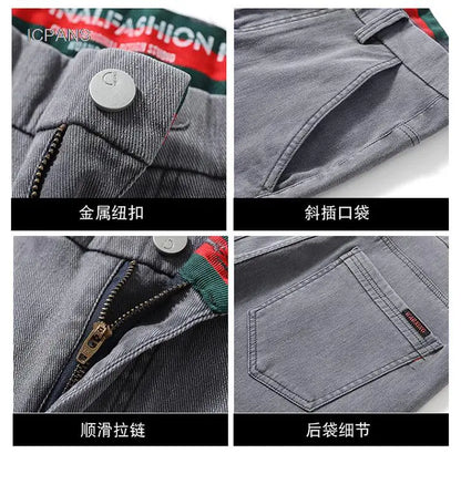 Smil Straight Men Jeans Autumn casual black gray  denim trousers pants for man korea clothing