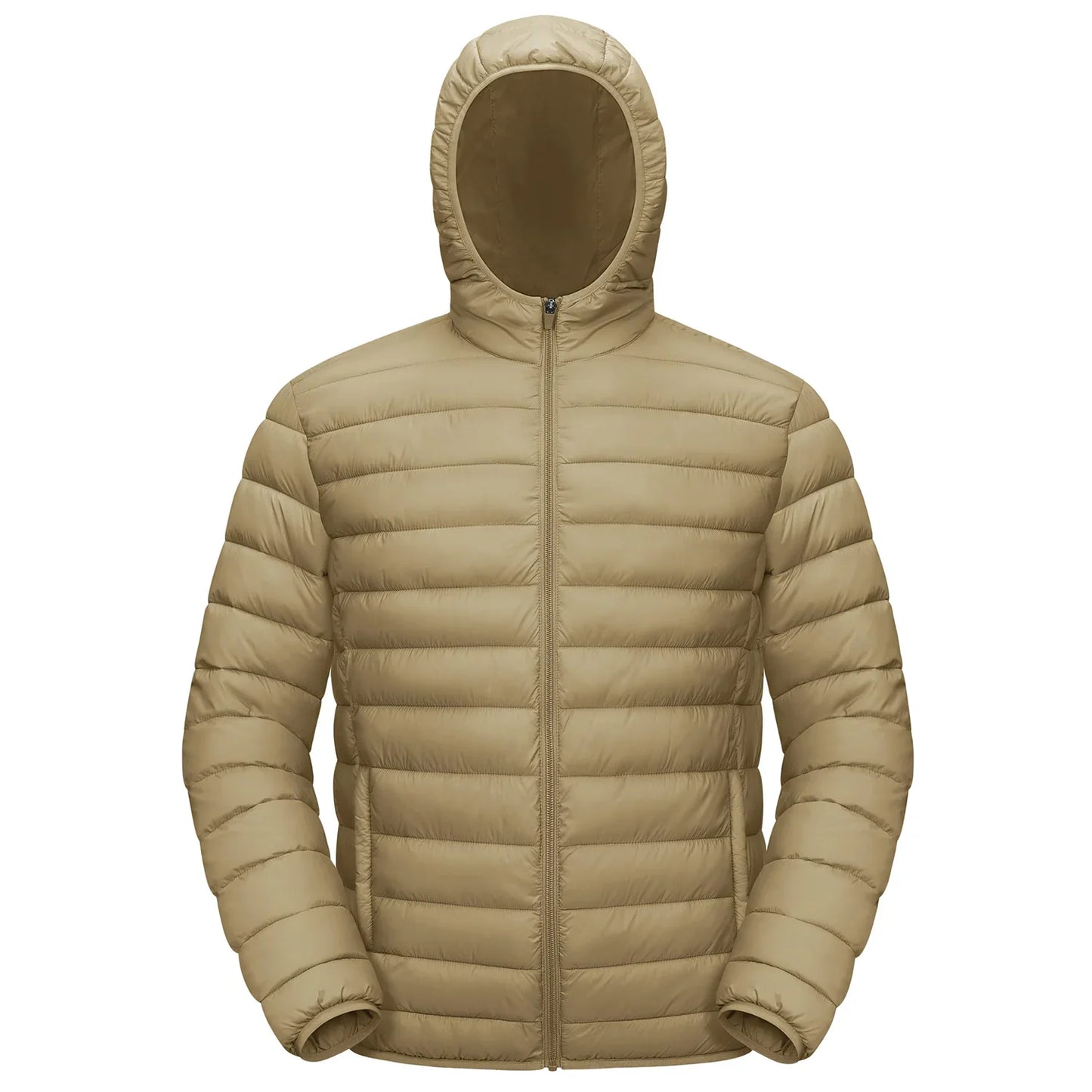 Lightweight Puffer Jackets Mens Water-Repellent Hooded Quilted Jacket Insulated Jacket Padded Coat Male Windbreaker