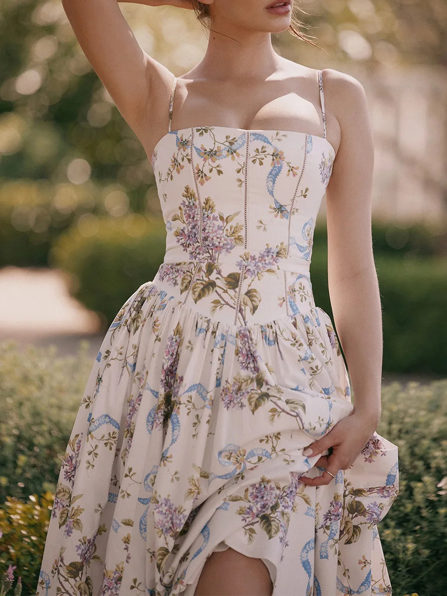 Summer Clothes for Women Midi Elegant Dress 2025 New Arrivals White Floral Print Holiday Dress