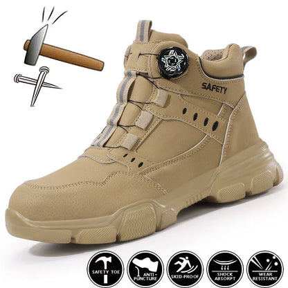 Rotating Button Style Protective Shoes Men Safety shoes Anti-Smash Puncture-Proof Indestructible Work Boots Steel Toe Men Shoes
