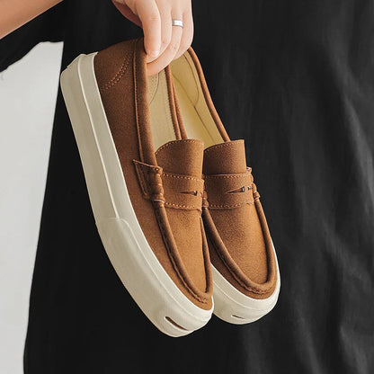 Men's Vulcanized Shoes: Niche, Light Luxury, Solid Color, Retro Style, Flat Heel, Split-on, Lazy Soft-soled Casual Walking Shoes