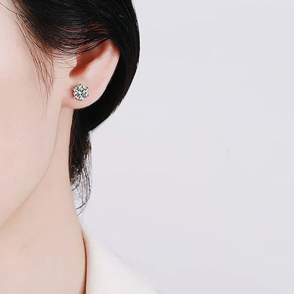 0.5-2ct Moissanite Screw Stud Earrings D Color 925 Sterling Silver Diamond Earrings For Women Wedding Fine Jewelry