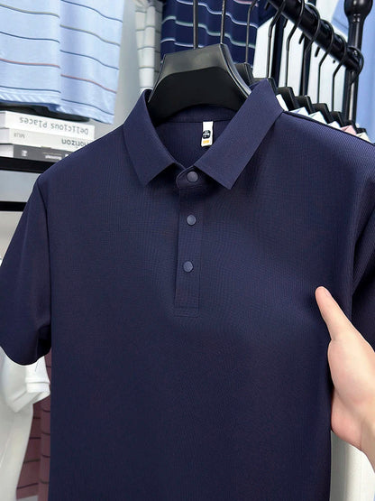 2025 Men's Sporty Polo Waffle Shirt | Moisture-Wicking Golf Tennis Top Sizes S-5XL, Snap Buttons, 7A Antibacterial High Quality