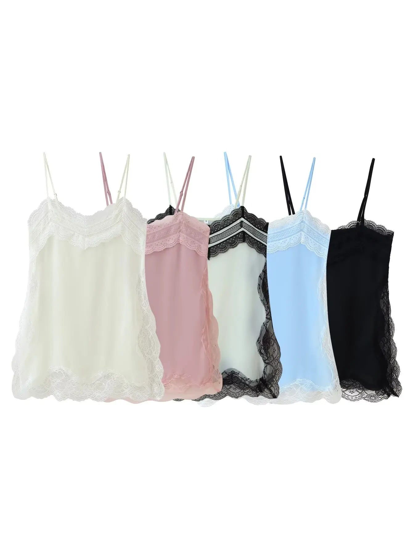 2025 New Women Cami Top Heart Neck Lace Trim Sleeveless Casual Sexy Summer Party Fashion Multi Color