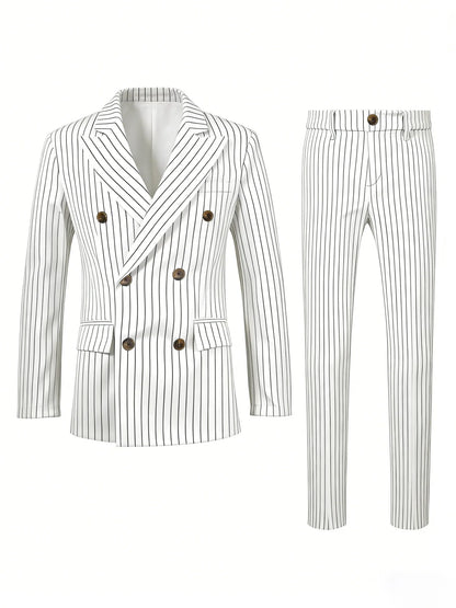 High-quality European and American Men's Clothing, Formal Suits with Stripes, Trousers for Business, Formal Dinners, Weddings