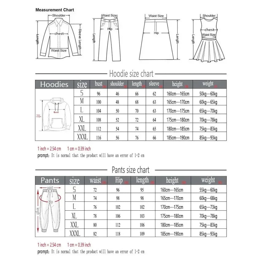 New men's casual fitness and running sportswear for autumn and winter, fashionable printed loose hooded pullover + long pants se