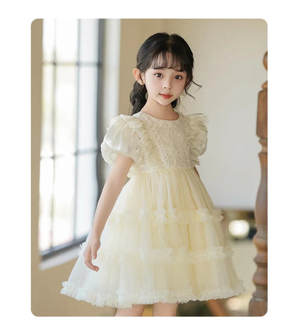 Girls' Princess Dress Summer New Style Little Girl Birthday Dress Dress Fashionable Children's Lolita Dress Short-Sleeved Dress