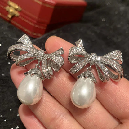 Purple Knot Pearl Earrings For Jewelry Gift
