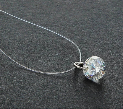 5 Colors Dazzling Zircon Necklace Invisible Transparent Fishing Line Simple Pendant Necklace Jewelry For Women Pearl Jewelry